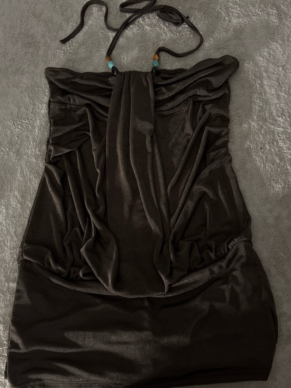 Strapless Halter Brown Ruched Women's Dress